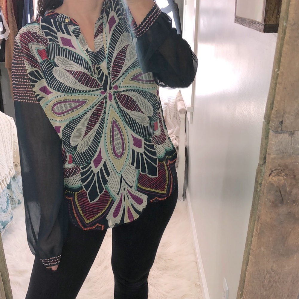 T Collection size large floral tunic blouse